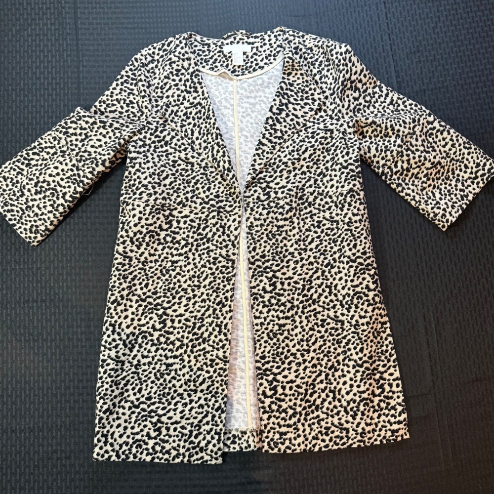 HM Womens Leopard Print Longline Open Front Cardigan Size 8 Animal Print‎